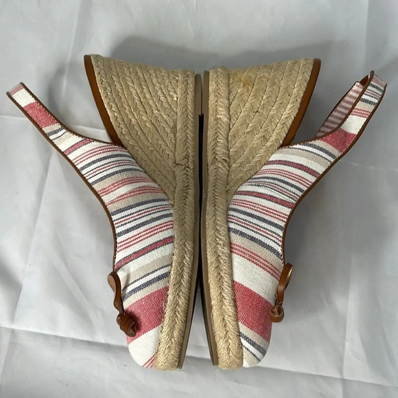 G.H. BASS & CO Kim Stripe Wedge Espadrille  Slingback Linen Coastal Beachy 9 - Picture 5 of 16